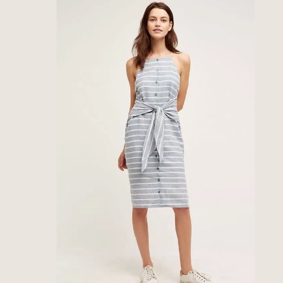 Anthropologie Dresses & Skirts - [Maeve] Anthropologie Blue Striped Cotton Dress